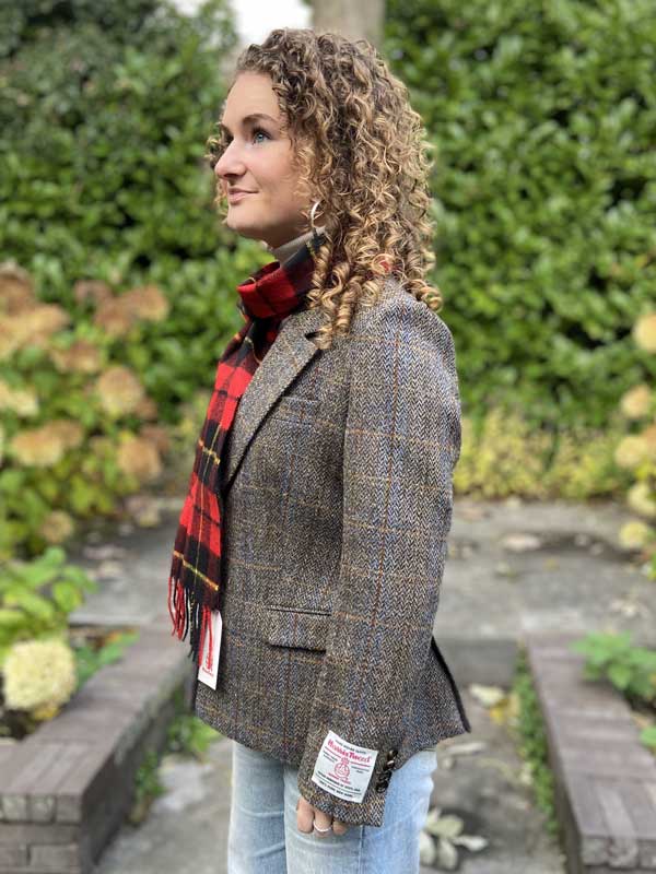 Harris Tweed Blazer in Green-Blue Herringbone
