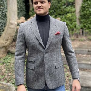 Harris Tweed Sakko DF 601 Grau Fishgrat
