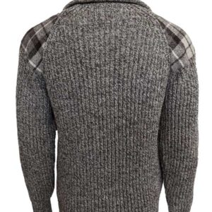 Pullover mit Reißverschluss und Harris-Tweed-Applikationen, Natur