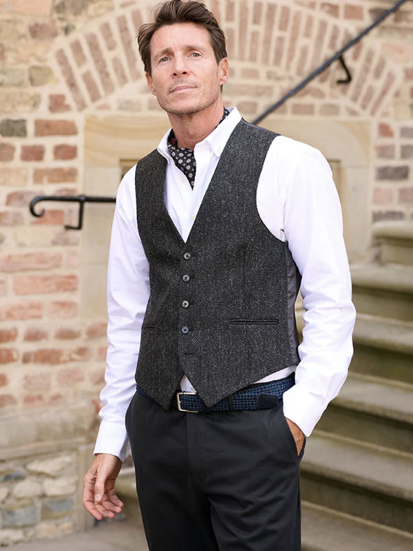 Harris Tweed Weste ''Tailor'' In Charcoal