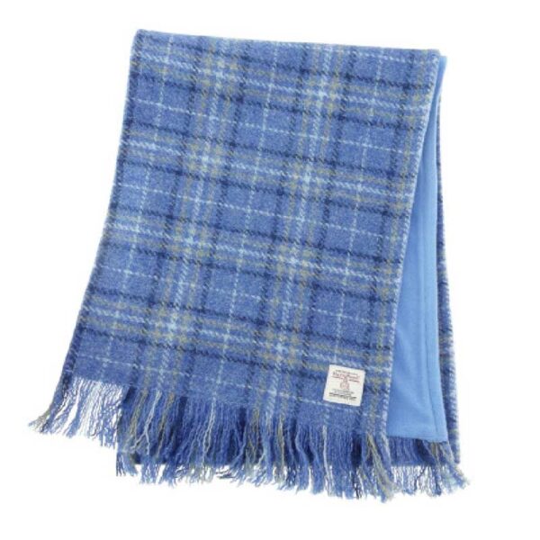 Harris Tweed Schal In Hellblau Kariert