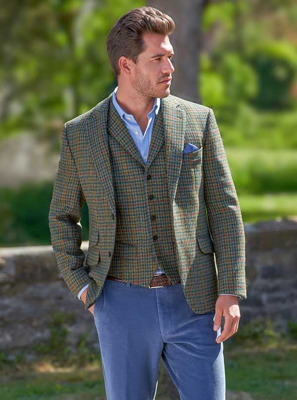 Harris Tweed Sakko ''London'' In Green Castle