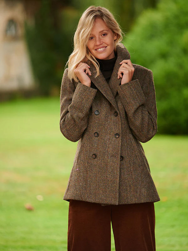 Caban ''Kathy'' Aus Harris Tweed In Evergreen