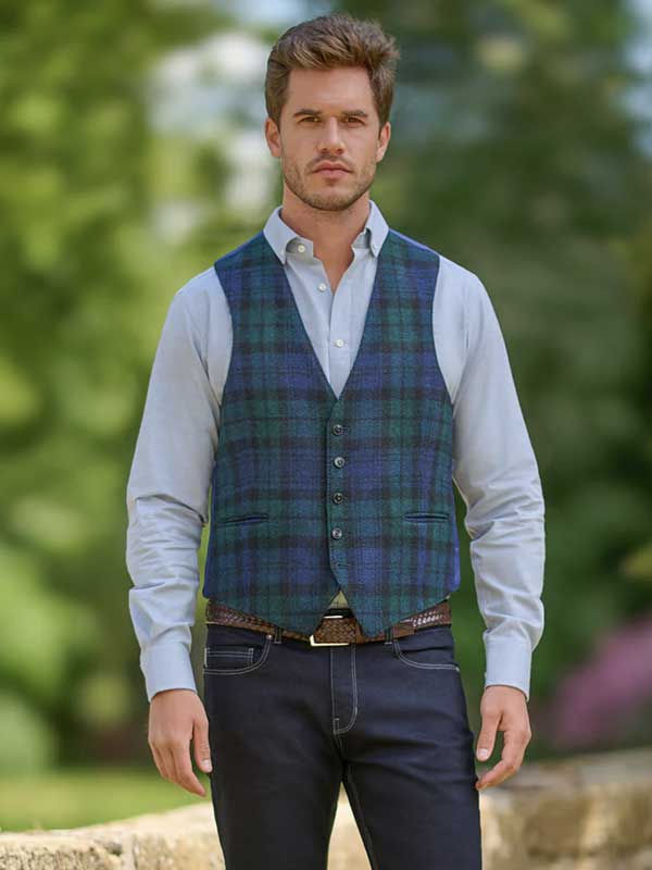 Harris Tweed Weste "Tailor" In Blackwatch