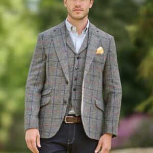 Harris Tweed Sakko ''London'' In Anthra Check