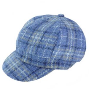 Harris Tweed One Size Ladies Cap in Blue Check