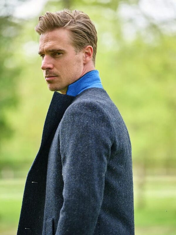 Harris Tweed Blazermantel “Barney” Für Herren In Blue Herringbone