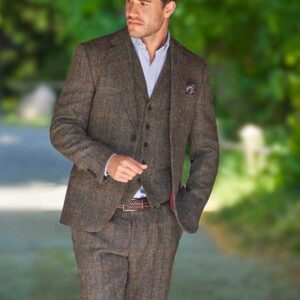 Harris Tweed Sakko ''London'' In Highland Green Herringbone