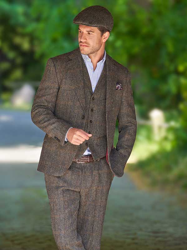 Harris Tweed Sakko ''London'' In Highland Green Herringbone