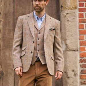 Harris Tweed Sakko ''London'' In Sand Herringbone