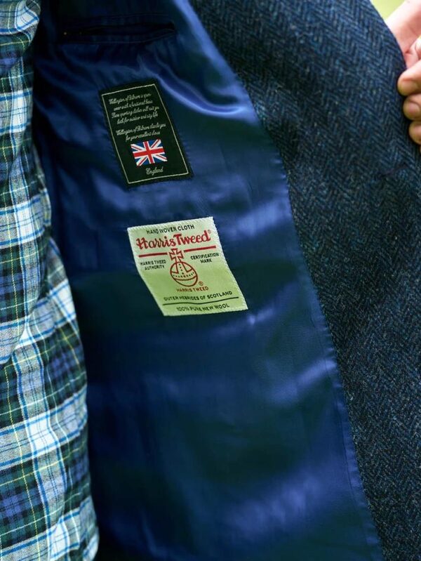 Harris Tweed Blazermantel “Barney” Für Herren In Blue Herringbone