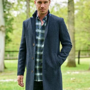 Harris Tweed Blazermantel “Barney” Für Herren In Blue Herringbone
