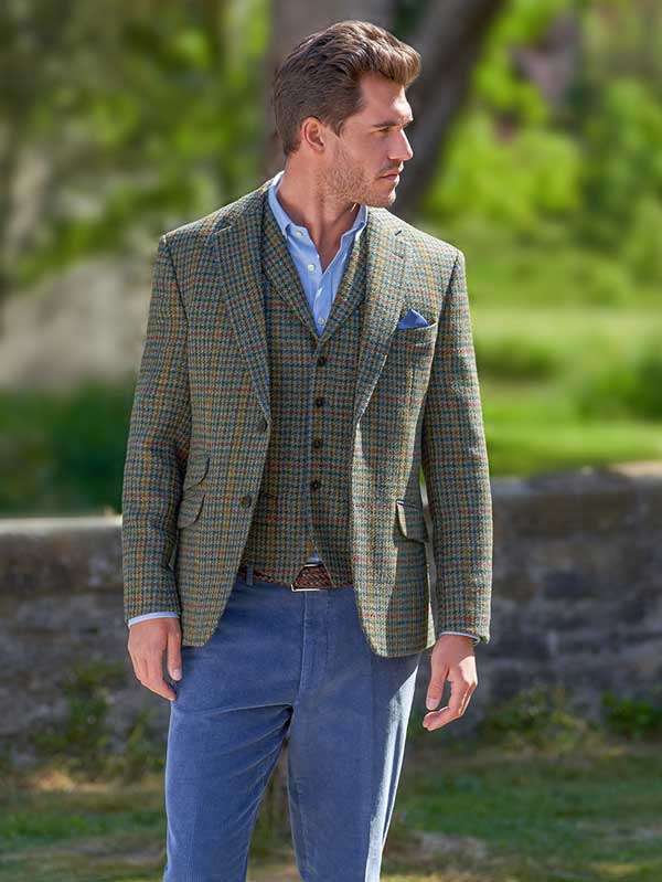 Harris Tweed Sakko ''London'' In Green Castle