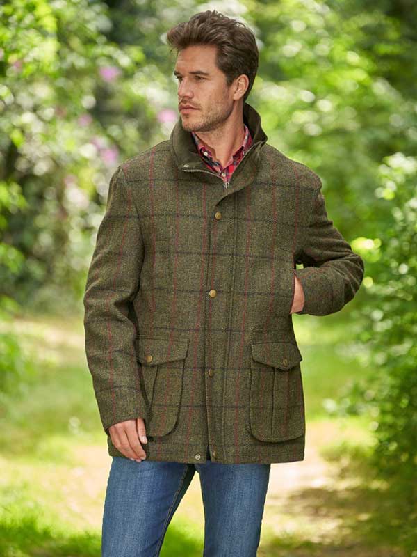 Herren Fieldjacket ''Bristol'' Aus Harris Tweed In Green Overcheck