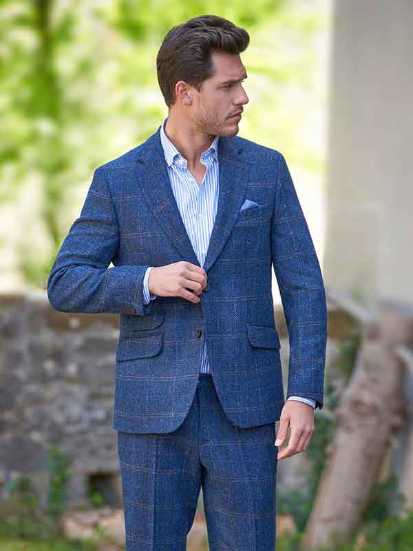 Harris Tweed Sakko ''London'' In Dark-Blue Herringbone