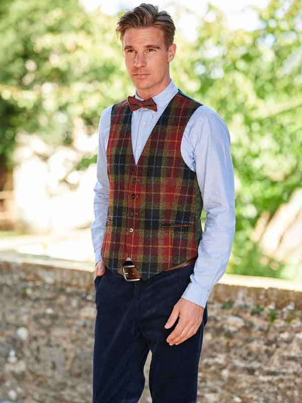 Tailor - Chice Weste Aus Original Harris Tweed In Check Of Island