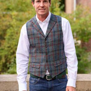 Harris Tweed Weste ''Wales'' In Royal Check