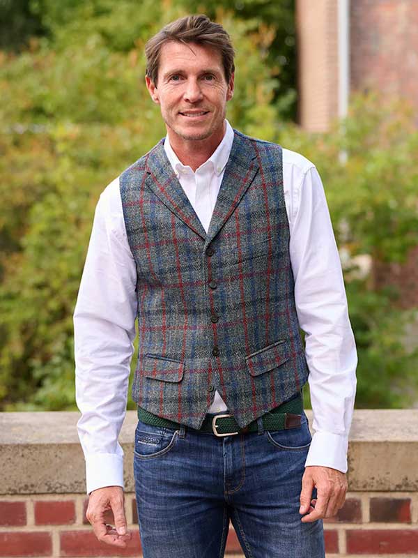 Harris Tweed Weste ''Wales'' In Royal Check