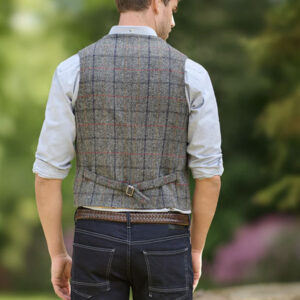 Harris Tweed Weste ''Wales'' In Anthra Check