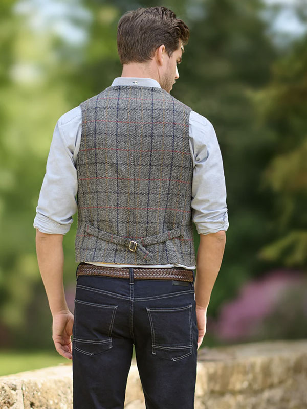 Harris Tweed Weste ''Wales'' In Anthra Check