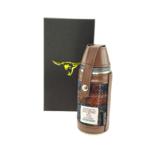 Harris Tweed Jagdflasche Grau Mit Rostfarbenem Karomuster