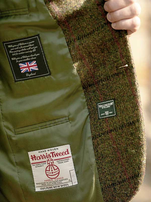 Harris Tweed Sakko ''London'' In Green Overcheck