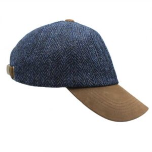 Harris Tweed Baseball Kappe Blue Herringbone