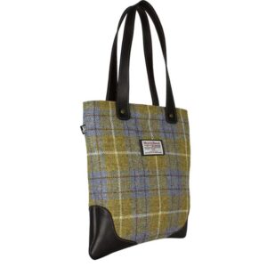 Otley Tote Harris Tweed Handtasche - Gelb-Blau Kariert