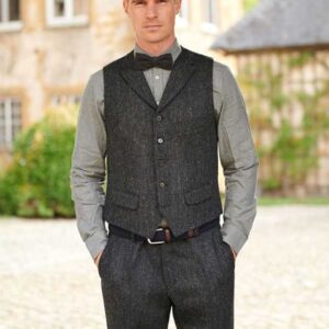 Harris Tweed Weste Mit Revers 600 charcoal