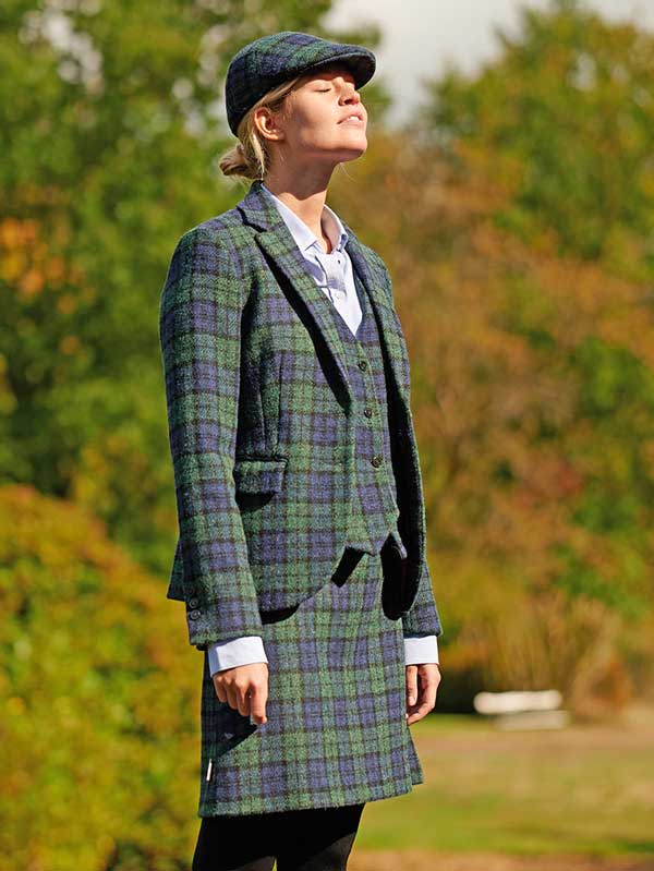 Bleistiftrock Aus Harris Tweed In Blackwatch