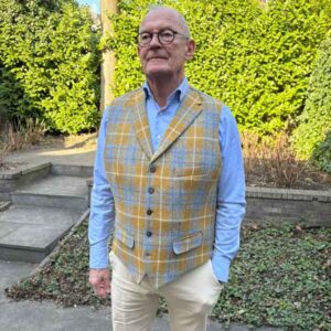 Harris Tweed Weste ''Wales'' In Amber Check