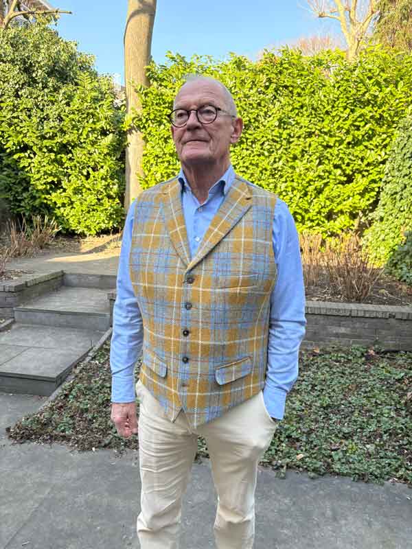 Harris Tweed Weste ''Wales'' In Amber Check