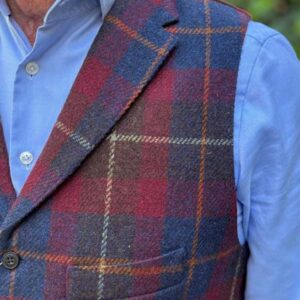 Harris Tweed Weste "Wales" In Berry Check