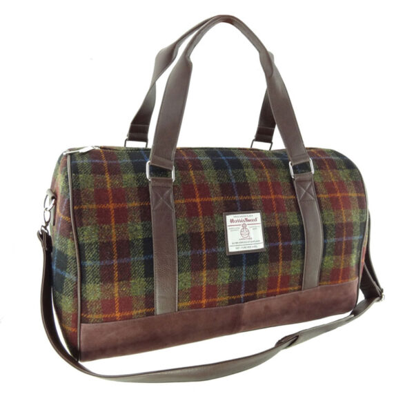 Harris Tweed Clyde Weekend Bag In Rust Check
