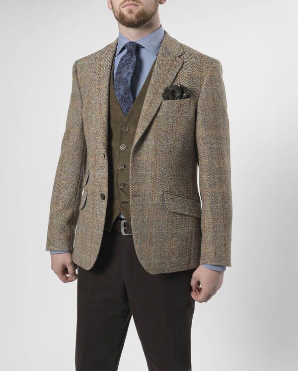Harris Tweed Sakko ''London'' In Sand Herringbone