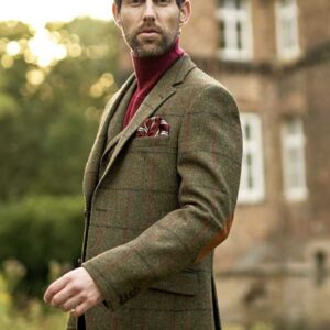 Harris Tweed Sakko ''London'' In Green Overcheck