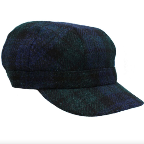 Harris Tweed Damen Kadettenmütze Schwarze Uhr
