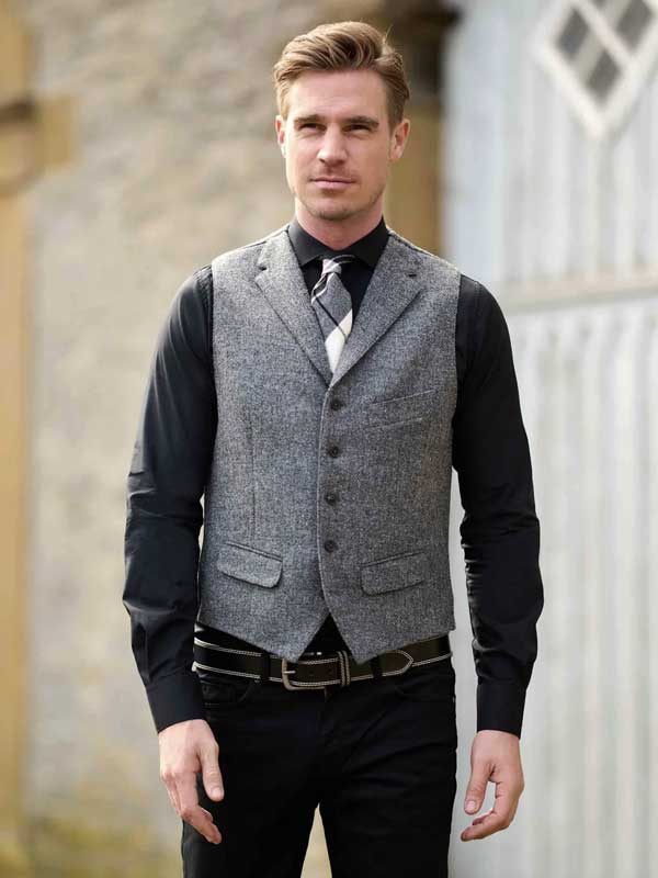 Harris Tweed Weste ''Wales'' In Anthra Melange
