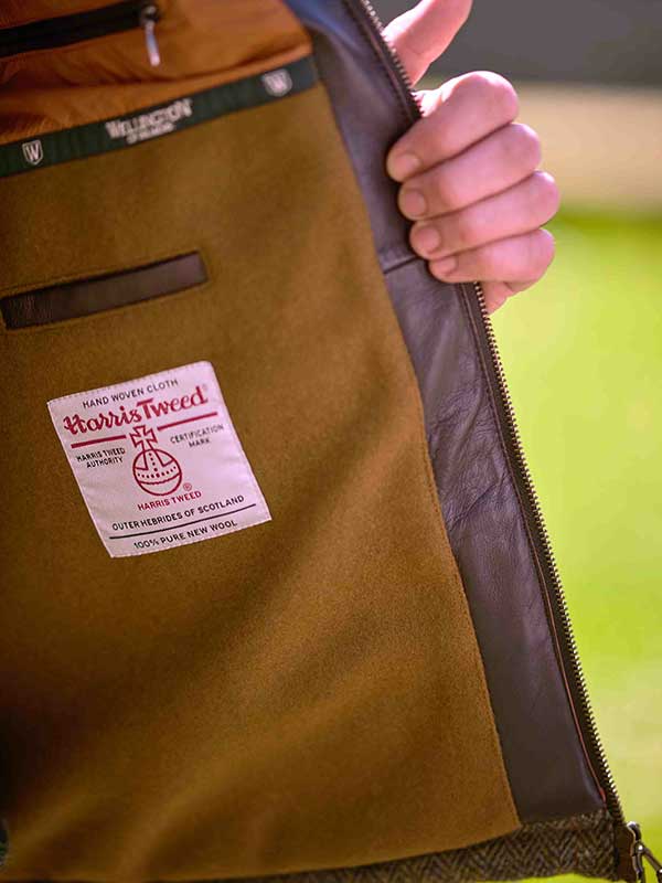 Gefütterte Harris Tweed Weste “Levi” Mit Leder Applikationen