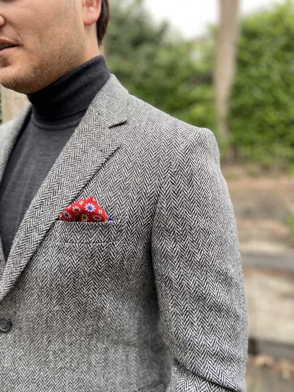 Harris Tweed Sakko DF 601 Grau Fishgrat