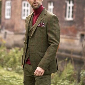 Harris Tweed Sakko ''London'' In Green Overcheck