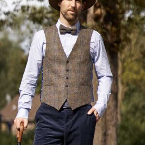 Harris Tweed Weste 631 Green-blue Herringbone