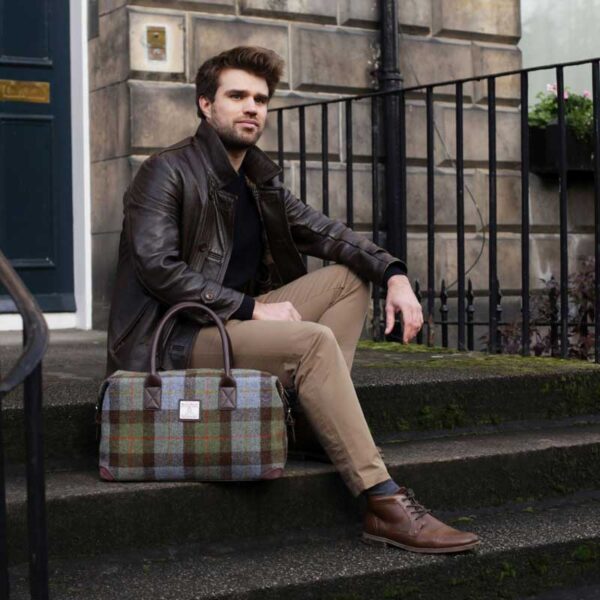 Harris Tweed 'Esk' Overnight Bag in MacLeod Tartan