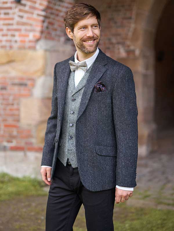 Harris Tweed Sakko Antrazit Fischgräte