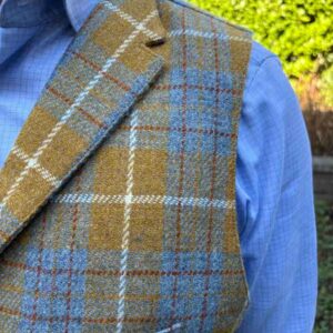 Harris Tweed Weste ''Wales'' In Amber Check