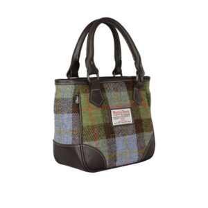 Harris Tweed York Hand Bag Green Blue Check