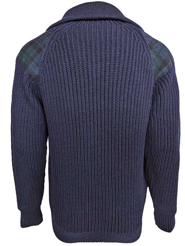 Pullover mit Reißverschluss und Harris-Tweed-Applikationen, Marineblau