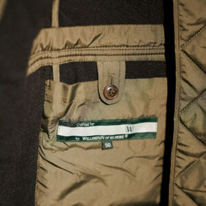 Steppjacke ”Boston” in oliv mit Tweed Applikationen
