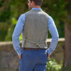 Harris Tweed Weste "Wales" In Multi Green Tweed