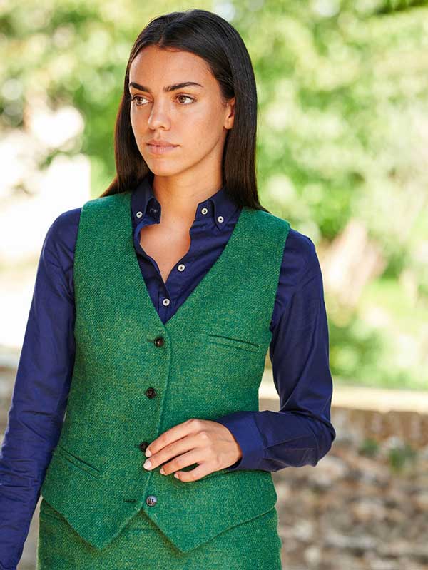 Wellington Harris Tweed Damen Weste 608 Green Twill
